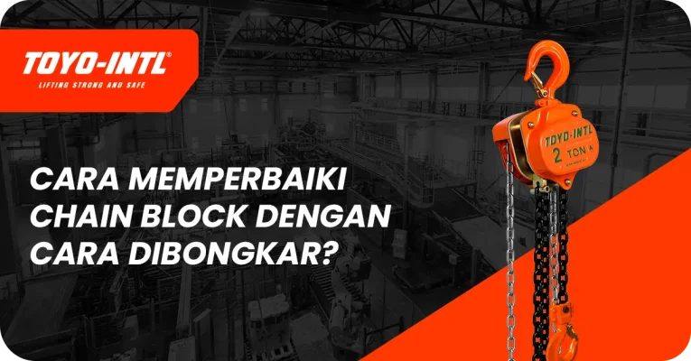 chain block dibongkar untuk memeriksa rem yang selip dan membuat beban turun sendiri